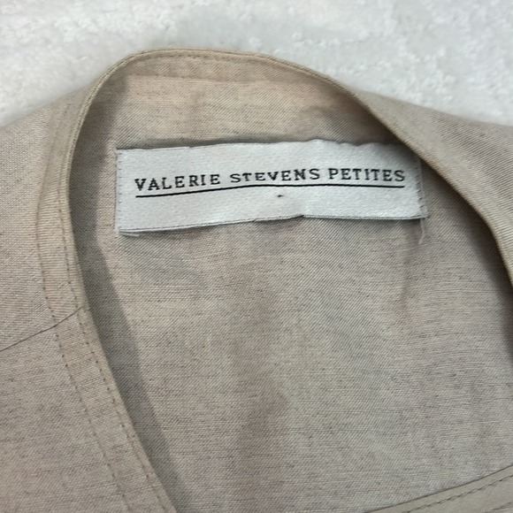 Valerie Stevens Petites Linen khaki blend button down blazer jacket 8P - Picture 7 of 9